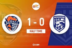  半场-兰克尔泽补射破门 青岛海牛1-0武汉三镇 按此比分亚泰将降级